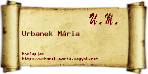 Urbanek Mária névjegykártya
